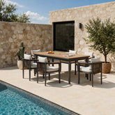 Luxury 6 Seater Rope & Aluminium Garden Dining Set – Truffle