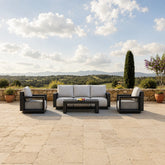 Luxury 5 Seater Aluminium Garden Lounge Set with Slatted Coffee Table – Onyx