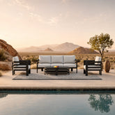 Luxury 5 Seater Aluminium Garden Lounge Set with Stone Coffee Table – Onyx