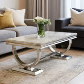 Chelsea 1.2M coffee table UK with polished chrome base