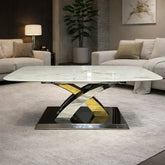 Lucy marble coffee table with cream top and silver gold base