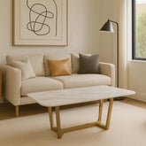Jessica coffee table UK with gold geometric base