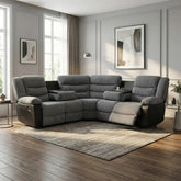 Luxury Rio grey jumbo cord recliner corner sofa with spacious seating for modern UK homes.