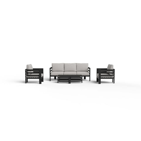 Luxury 5 Seater Aluminium Garden Lounge Set with Stone Coffee Table – Onyx