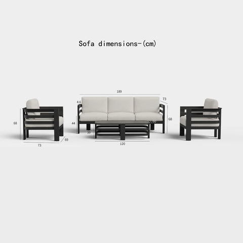 Luxury 5 Seater Aluminium Garden Lounge Set with Stone Coffee Table – Onyx