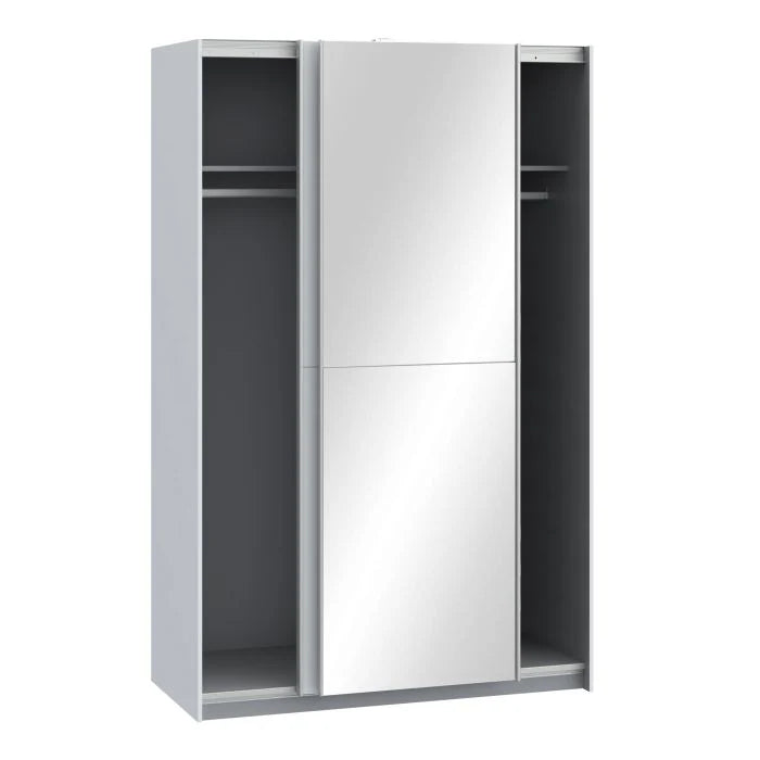 Matt white mirrored sliding wardrobe for bedroom