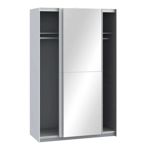 Matt white mirrored sliding wardrobe for bedroom