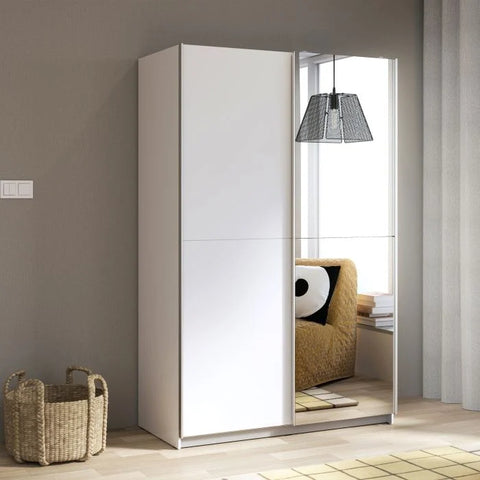 Babetta matt white mirrored sliding door wardrobe