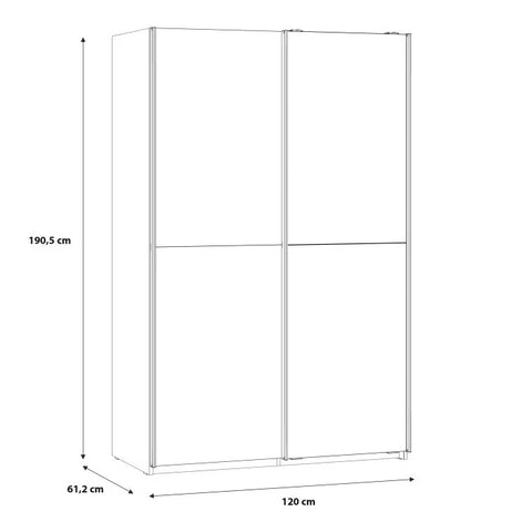 Babetta mirrored sliding wardrobe internal storage