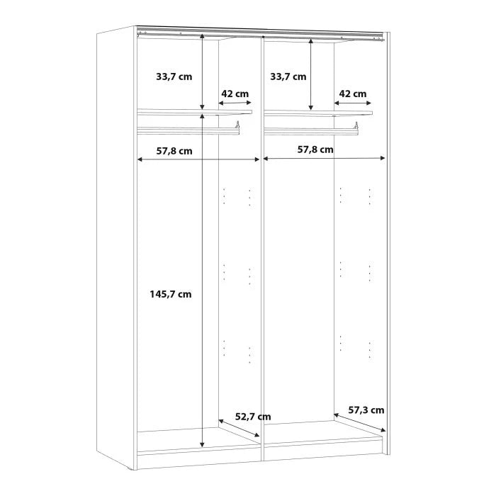 White mirrored sliding door wardrobe full view