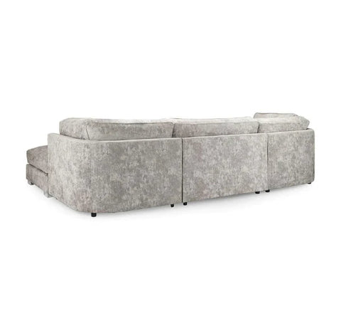 Bishop U-shaped high back sofa upholstered in premium truffle chenille fabric with deep seating, movable footstools, and spacious family-friendly design.