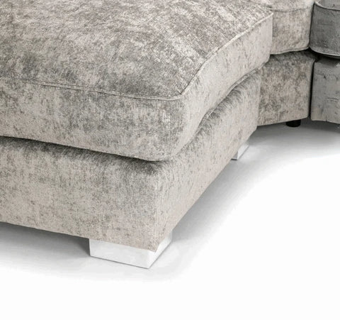 Luxury Bishop U-shaped high back sofa upholstered in premium truffle chenille fabric with deep seating, movable footstools and family-friendly design.