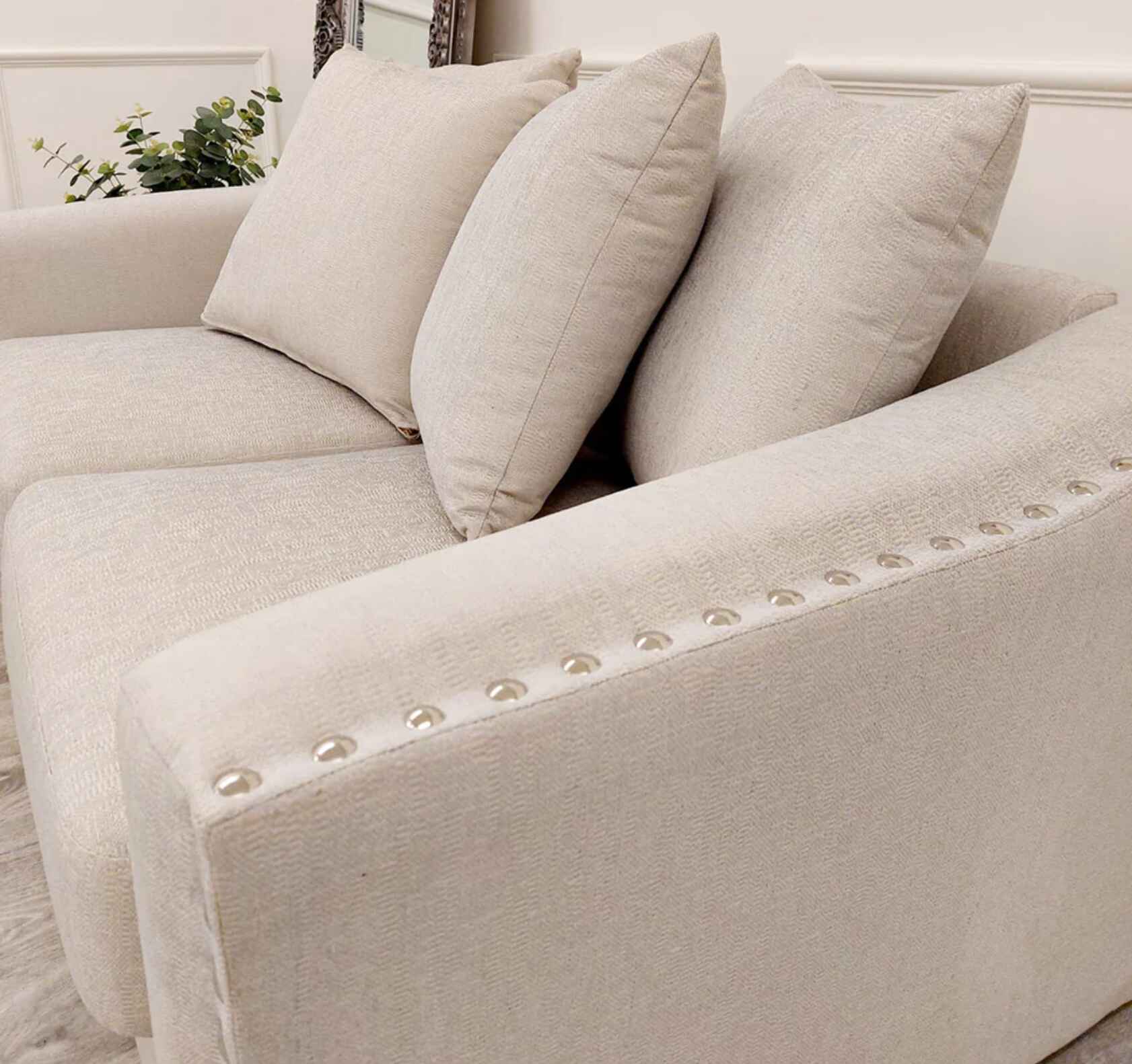Luxury Blakely 3 and 2 seater fabric sofa set with deep cushioned seating, modern design in a contemporary UK living room.