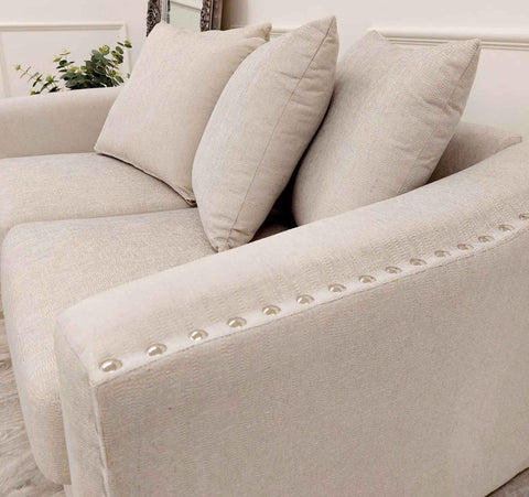 Luxury Blakely 3 and 2 seater fabric sofa set with deep cushioned seating, modern design in a contemporary UK living room.