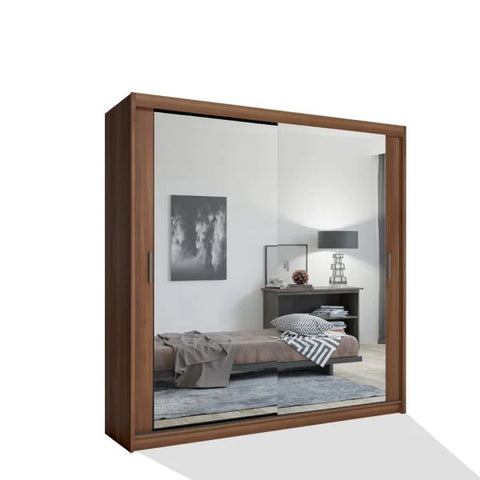 Chicago walnut mirrored wardrobe for bedroom