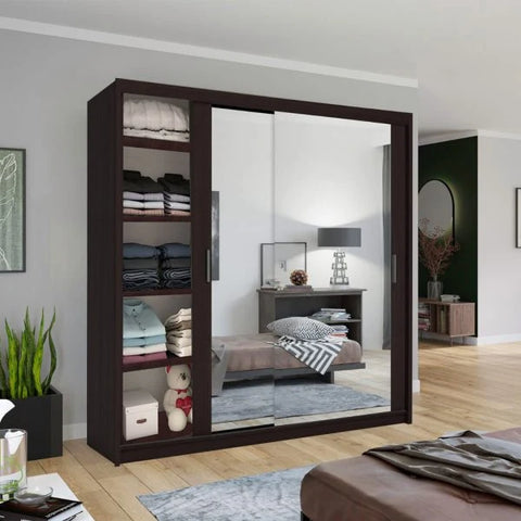 Chicago wenge wardrobe with sliding mirror doors