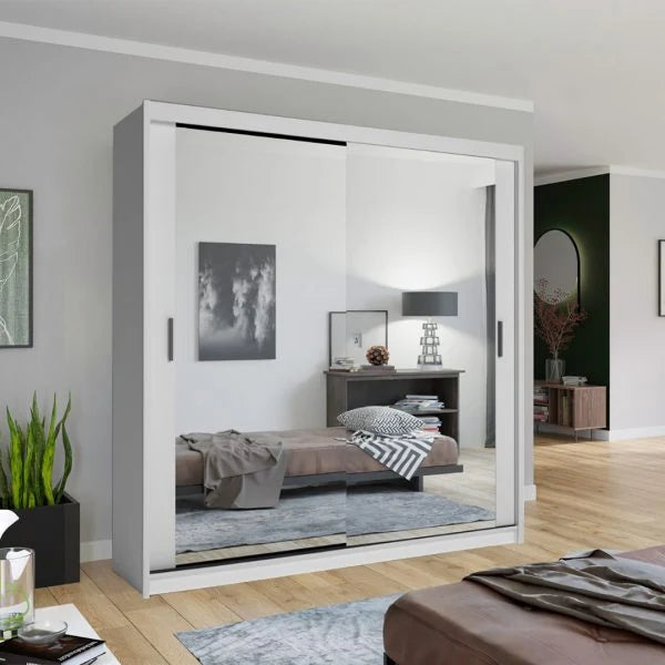 Chicago white sliding mirrored wardrobe