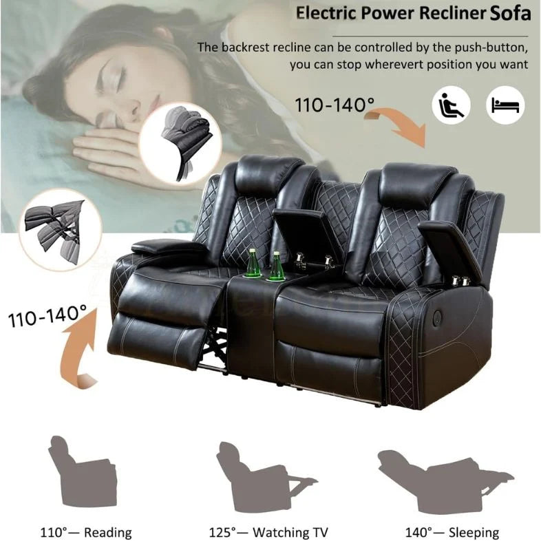 Orlando electric reclining sofa with thick sponge padding and adjustable reclining positions.