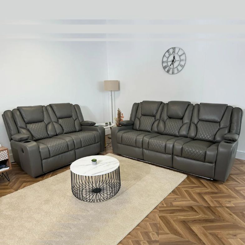 Luxury Orlando electric reclining sofa with USB charging ports and LED cup holders.