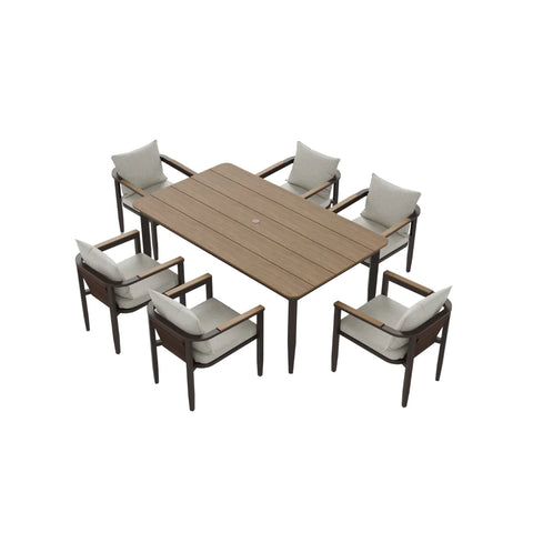 Luxury 6 Seater Rope & Aluminium Garden Dining Set – Truffle