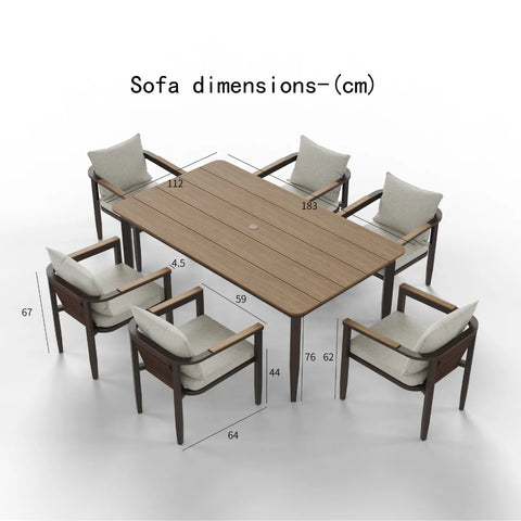 Luxury 6 Seater Rope & Aluminium Garden Dining Set – Truffle
