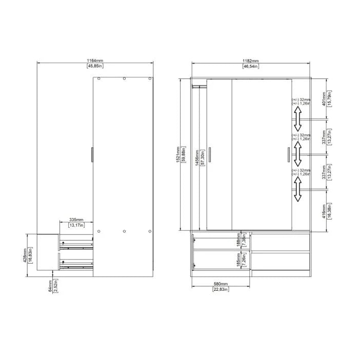 Line Oak bedroom storage wardrobe