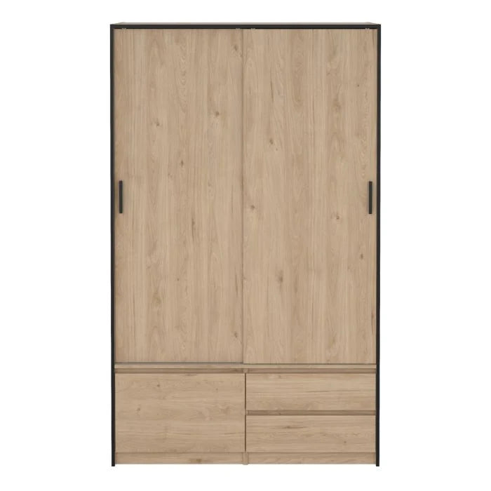 Line Oak sliding door wardrobe with 4 drawers