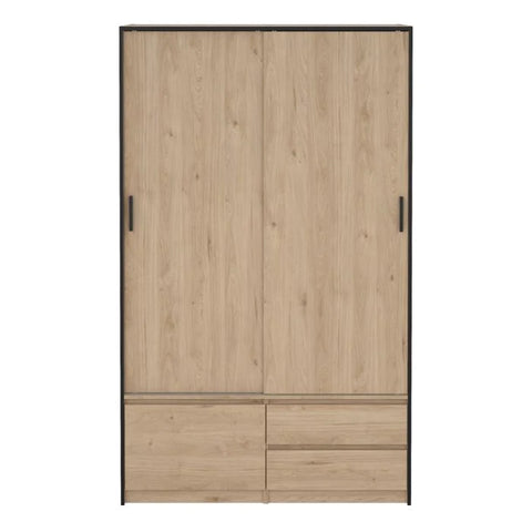 Line Oak sliding door wardrobe with 4 drawers