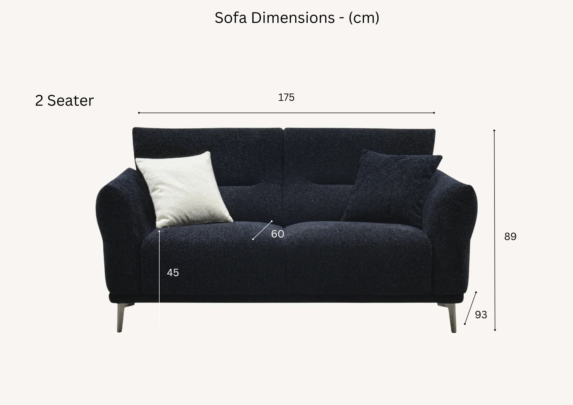 Luxury black bouclé sofa with deep channel stitching, premium textured upholstery, and a modern contemporary design available in 2, 3, and 4 seater sizes.