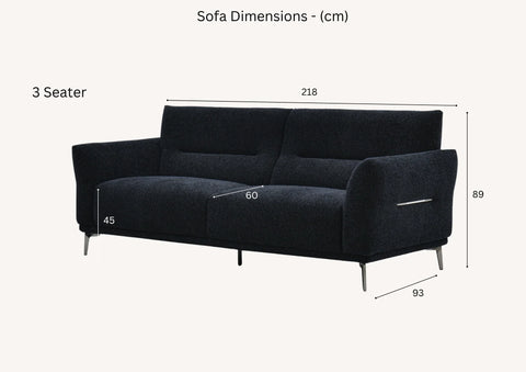 Luxury black Albany sofa with deep channel stitching, premium textured upholstery, and a modern contemporary design available in 2, 3, and 4 seater sizes.