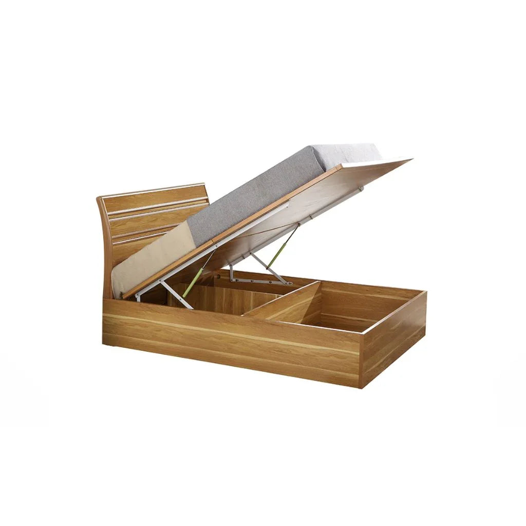 High Gloss Alexandra Oak ottoman bed headboard close up