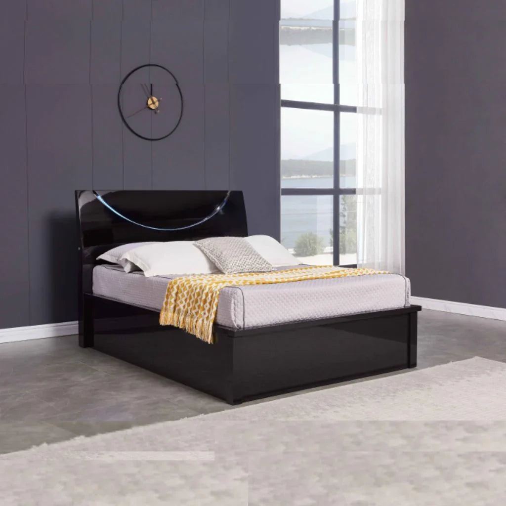 Twin Grey high gloss Half Moon ottoman bed