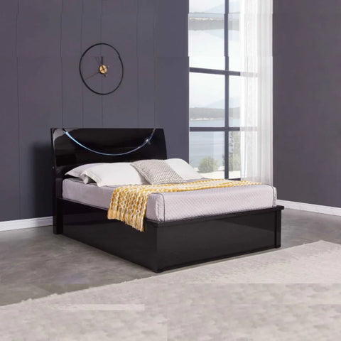Twin Grey high gloss Half Moon ottoman bed
