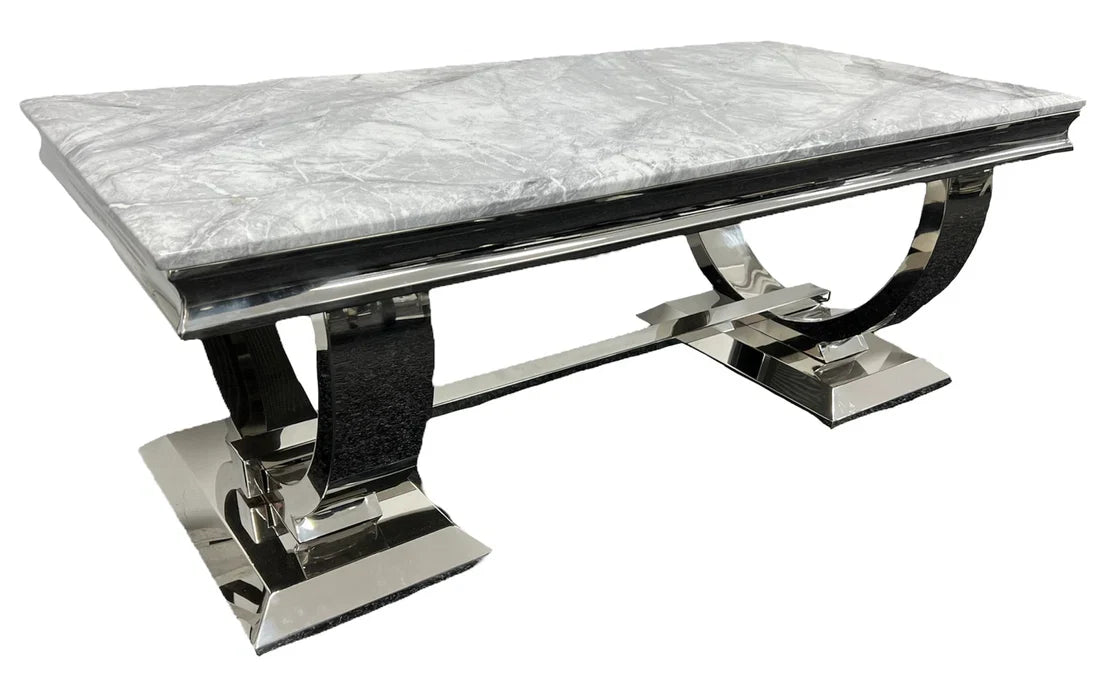 Chelsea coffee table polished chrome frame with central support UK