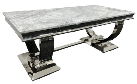 Chelsea coffee table polished chrome frame with central support UK