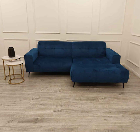 Oslo open plan cinema sofa with plush velvet upholstery, deep cushioned seating, extended chaise lounge, and spacious contemporary corner design for modern UK living rooms.