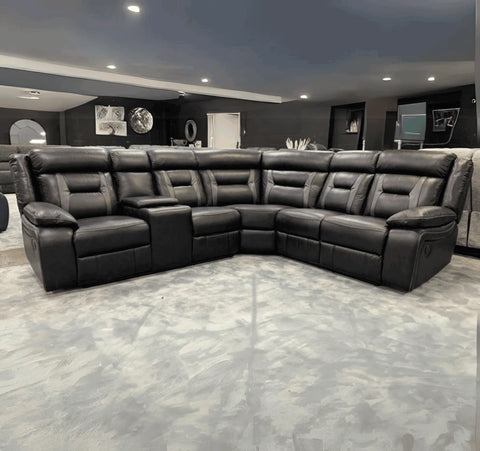Nova Black Electric Leather Corner Recliner – 5 Seater