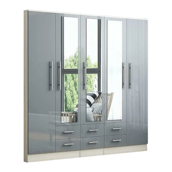 Modern grey gloss bedroom wardrobe