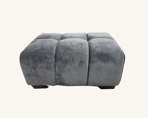 Luxury three seater velvet sofa with matching chair and footstool.