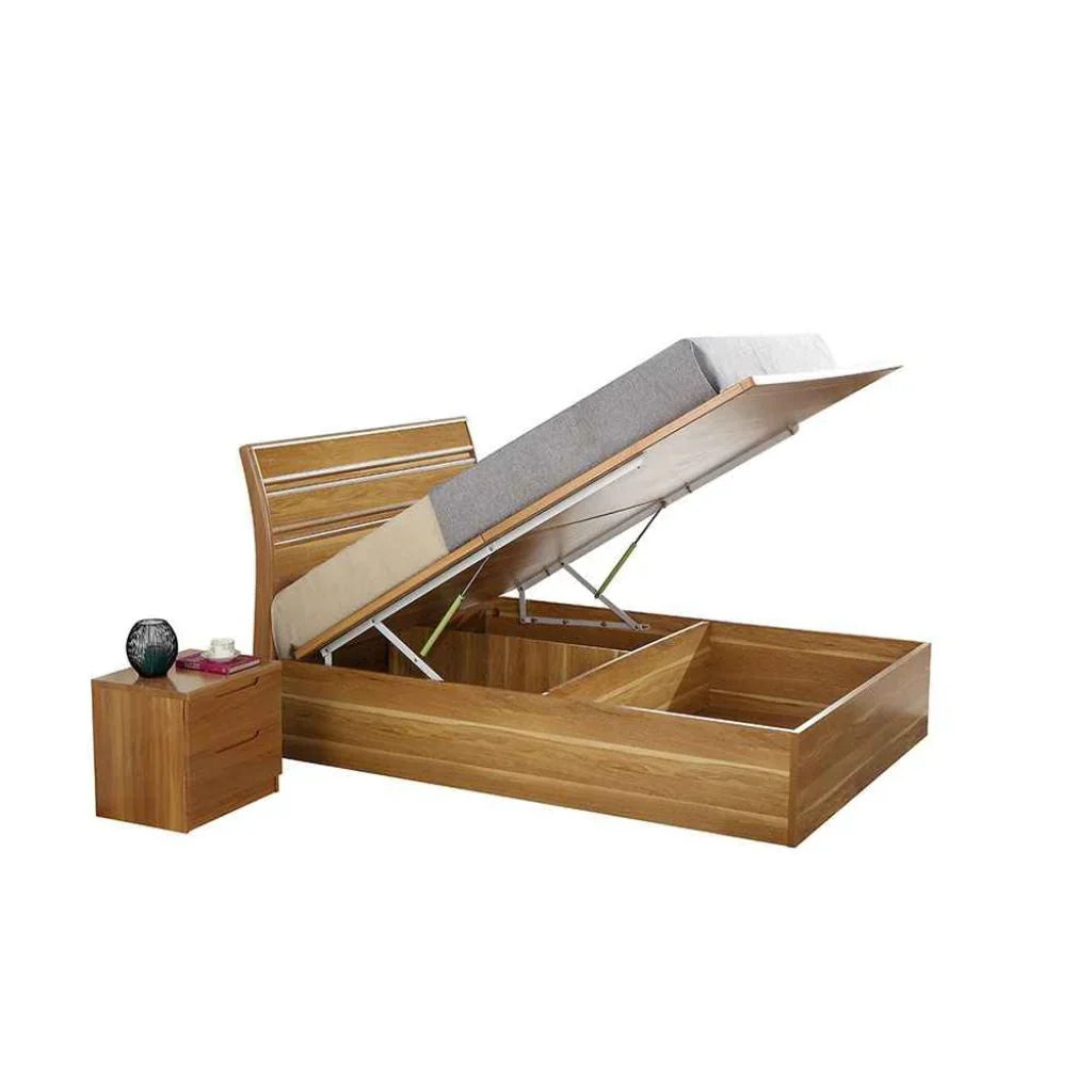 Alexandra Oak ottoman bed with open under-bed storage