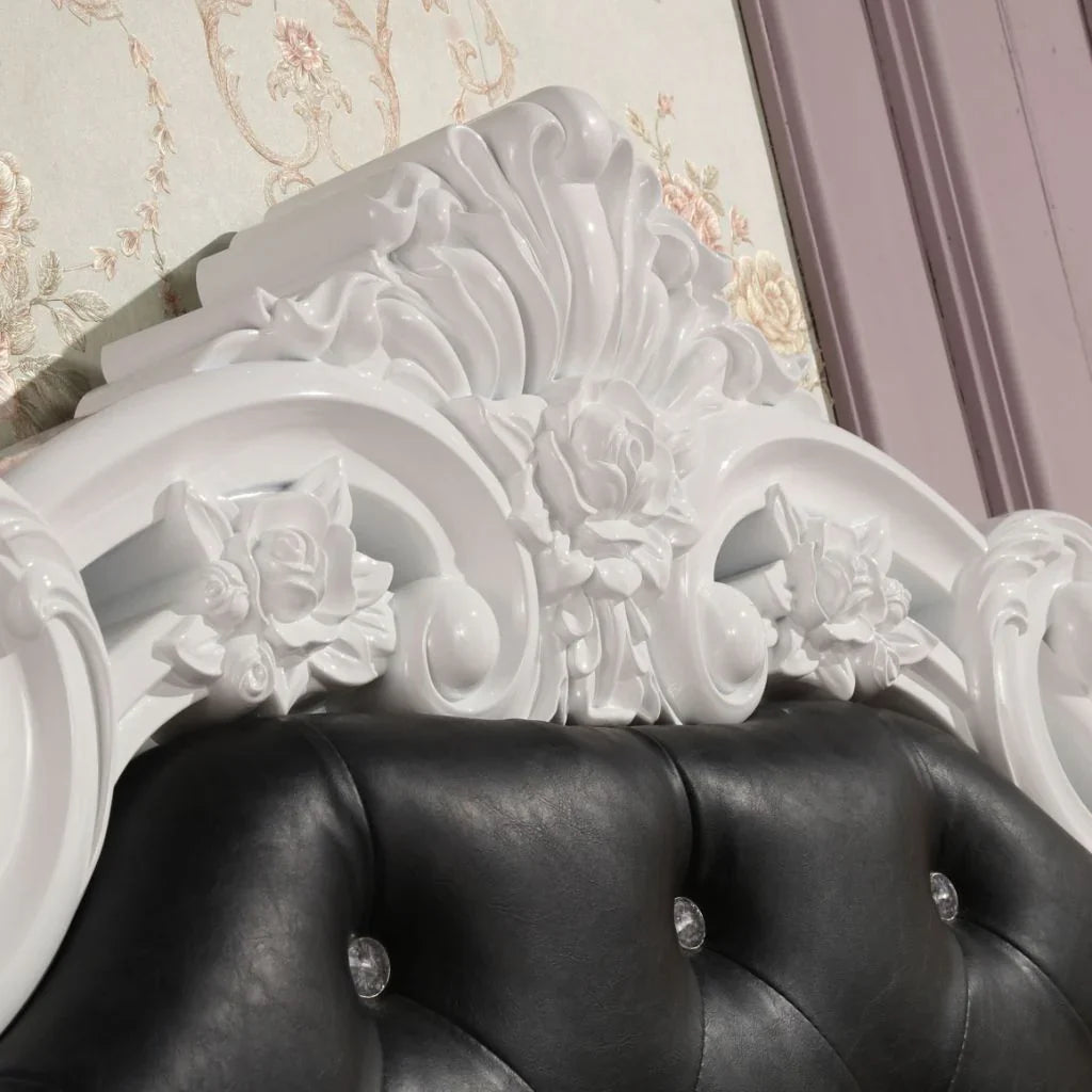Dark grey headboard high gloss Rugby ottoman bed
