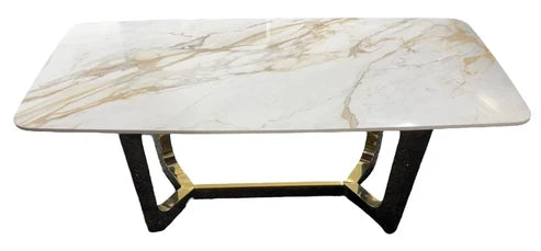 Jessica gold geometric coffee table with ceramic top UK