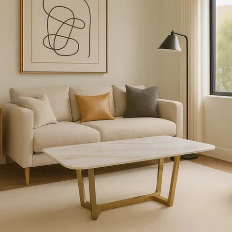Jessica coffee table UK with gold geometric base