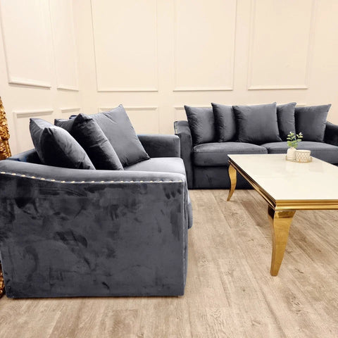 Luxury Lincoln 3 and 2 seater crushed velvet sofa set with plush scatter back cushions, deep comfortable seating, and elegant contemporary styling.