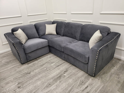Luxury Lincoln 4 Piece Velvet Corner Sofa – Modern Modular Corner Sofa