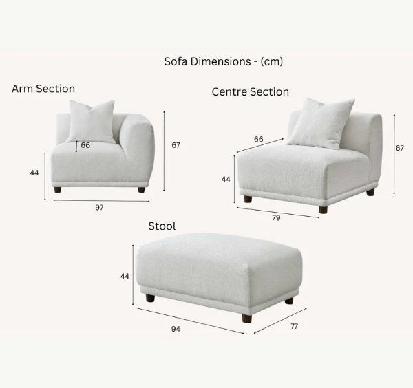 Luxury Lottie modular corner sofa upholstered in premium polar bouclé fabric featuring deep seating, soft curved lines, and contemporary styling for modern UK living rooms.