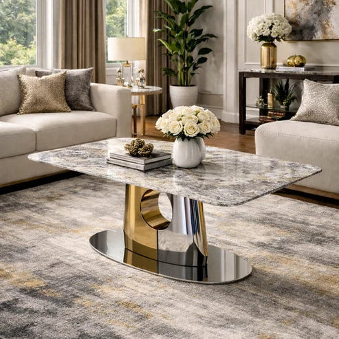 Cream marble effect Madrid coffee table for modern living room interiors.