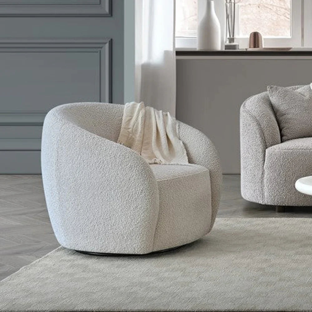 Nolita bouclé accent chair with luxurious textured upholstery and modern design.