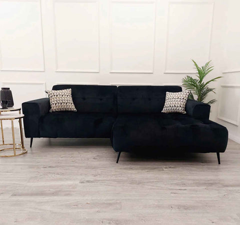 cinema sofa with plush velvet upholstery, deep cushioned seating, extended chaise lounge, and spacious contemporary corner design for modern UK living rooms.