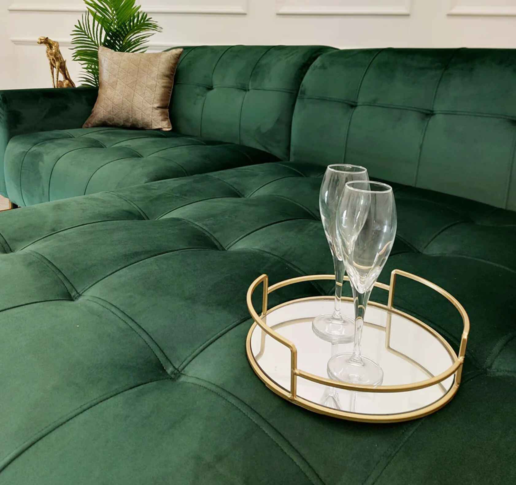 Luxury Oslo open plan cinema sofa with plush velvet upholstery, deep cushioned seating, extended chaise lounge, and spacious contemporary corner design.
